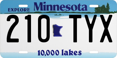 MN license plate 210TYX