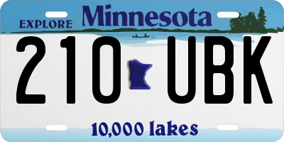 MN license plate 210UBK