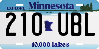 MN license plate 210UBL