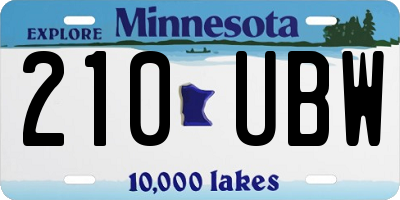 MN license plate 210UBW