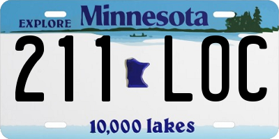 MN license plate 211LOC