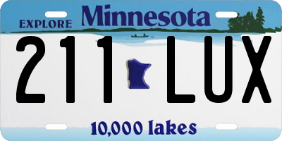 MN license plate 211LUX