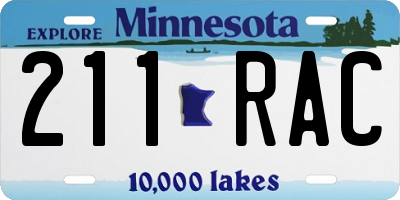 MN license plate 211RAC