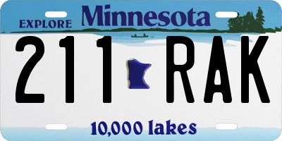 MN license plate 211RAK