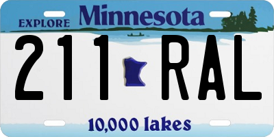 MN license plate 211RAL