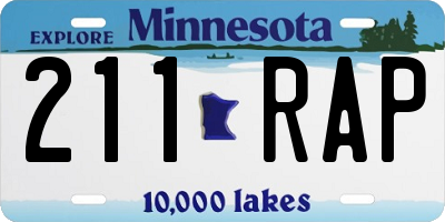 MN license plate 211RAP