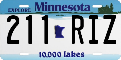 MN license plate 211RIZ