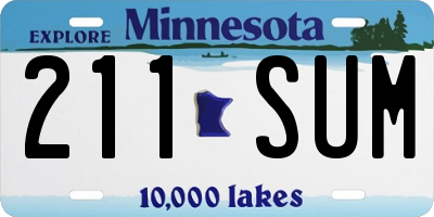 MN license plate 211SUM