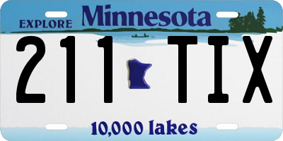 MN license plate 211TIX
