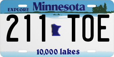 MN license plate 211TOE
