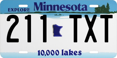MN license plate 211TXT
