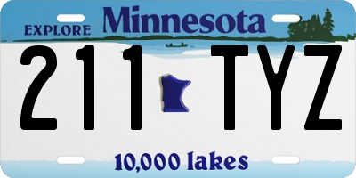 MN license plate 211TYZ