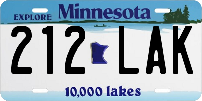 MN license plate 212LAK