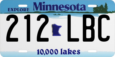 MN license plate 212LBC
