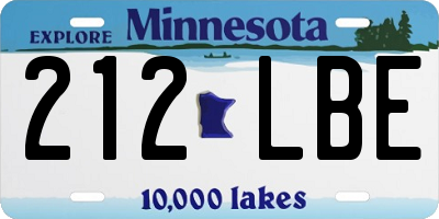 MN license plate 212LBE