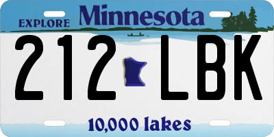 MN license plate 212LBK