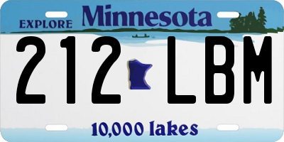 MN license plate 212LBM