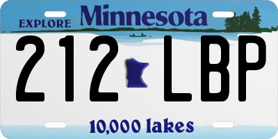 MN license plate 212LBP