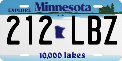 MN license plate 212LBZ