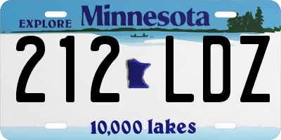 MN license plate 212LDZ