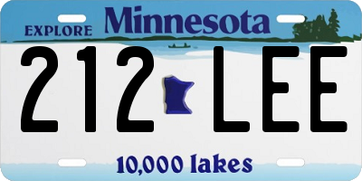 MN license plate 212LEE
