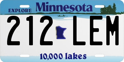 MN license plate 212LEM