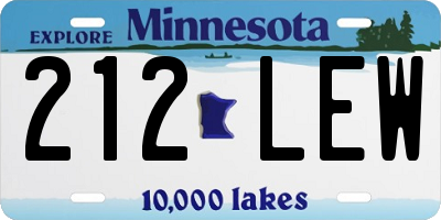 MN license plate 212LEW