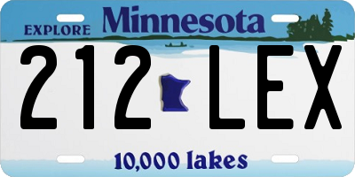 MN license plate 212LEX