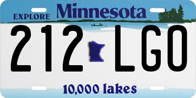 MN license plate 212LGO