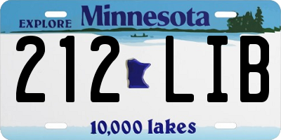 MN license plate 212LIB