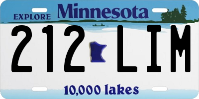MN license plate 212LIM