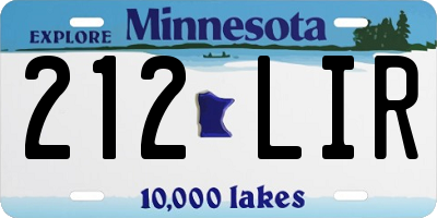 MN license plate 212LIR
