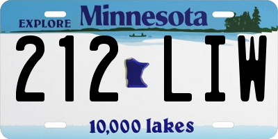 MN license plate 212LIW
