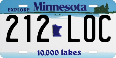 MN license plate 212LOC