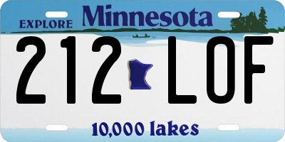 MN license plate 212LOF