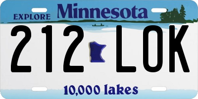 MN license plate 212LOK