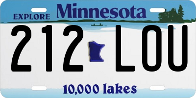 MN license plate 212LOU