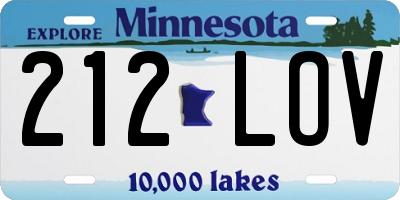 MN license plate 212LOV
