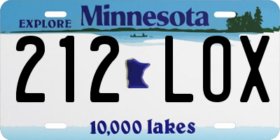 MN license plate 212LOX