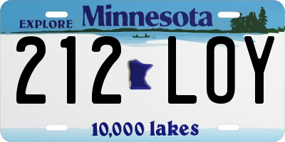 MN license plate 212LOY