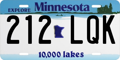 MN license plate 212LQK
