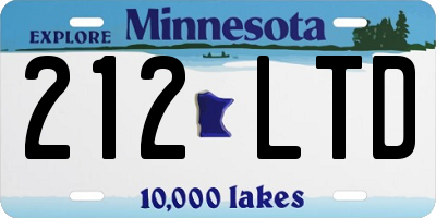 MN license plate 212LTD