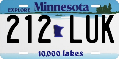 MN license plate 212LUK
