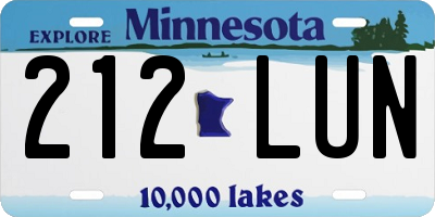 MN license plate 212LUN