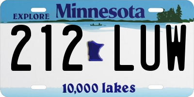 MN license plate 212LUW
