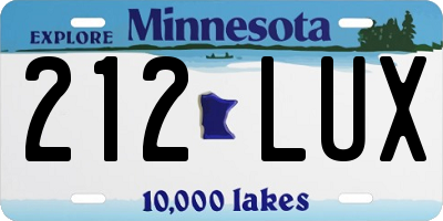 MN license plate 212LUX