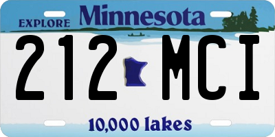 MN license plate 212MCI