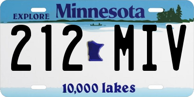 MN license plate 212MIV