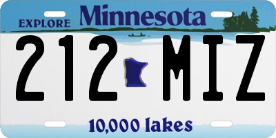 MN license plate 212MIZ