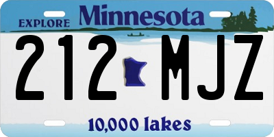 MN license plate 212MJZ